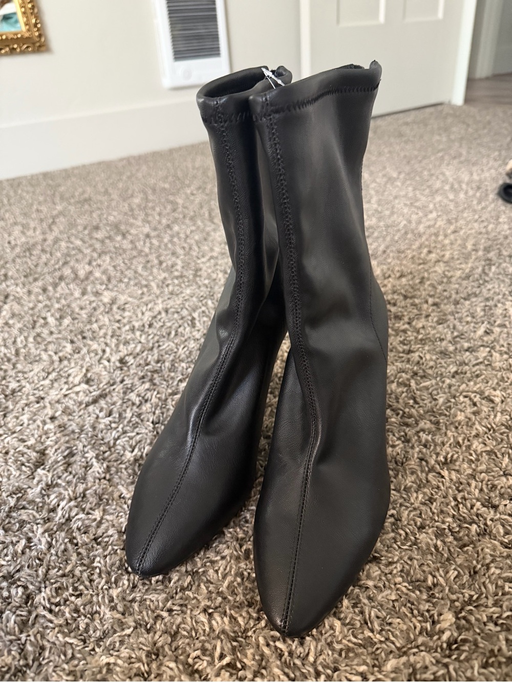 H&M Black Stretch Sock Ankle Boots with Pointed Toe